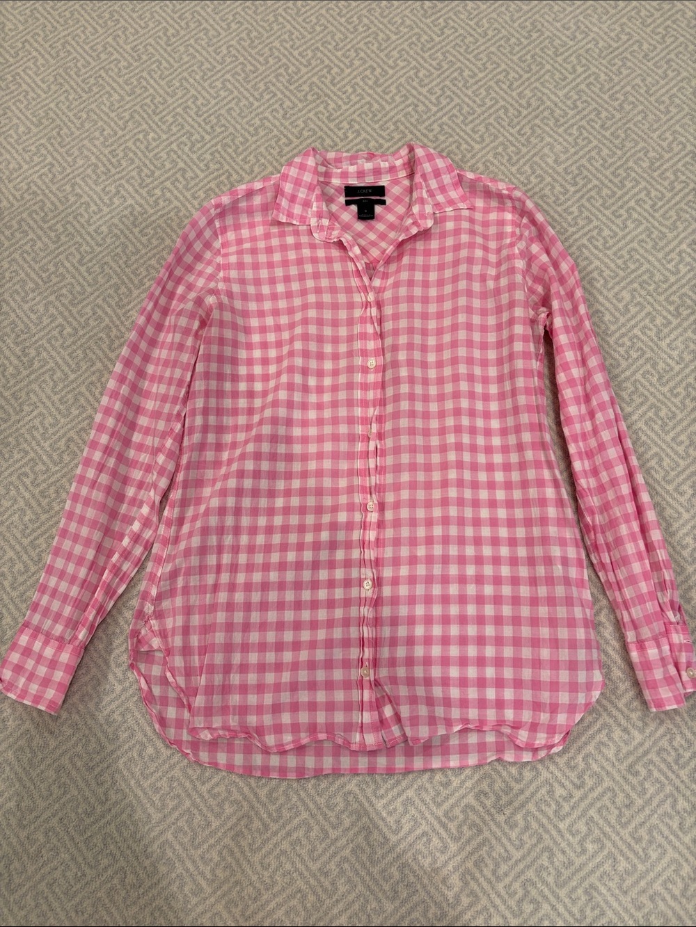 Pink Gingham Button-Down Womens Shirt